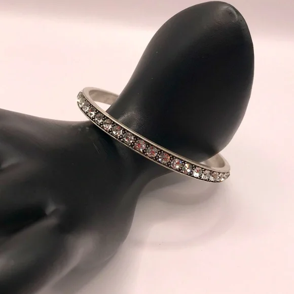Premier Designs Antique Silver-Tone & Rhinestones Bangle Bracelet - Picture 1 of 7